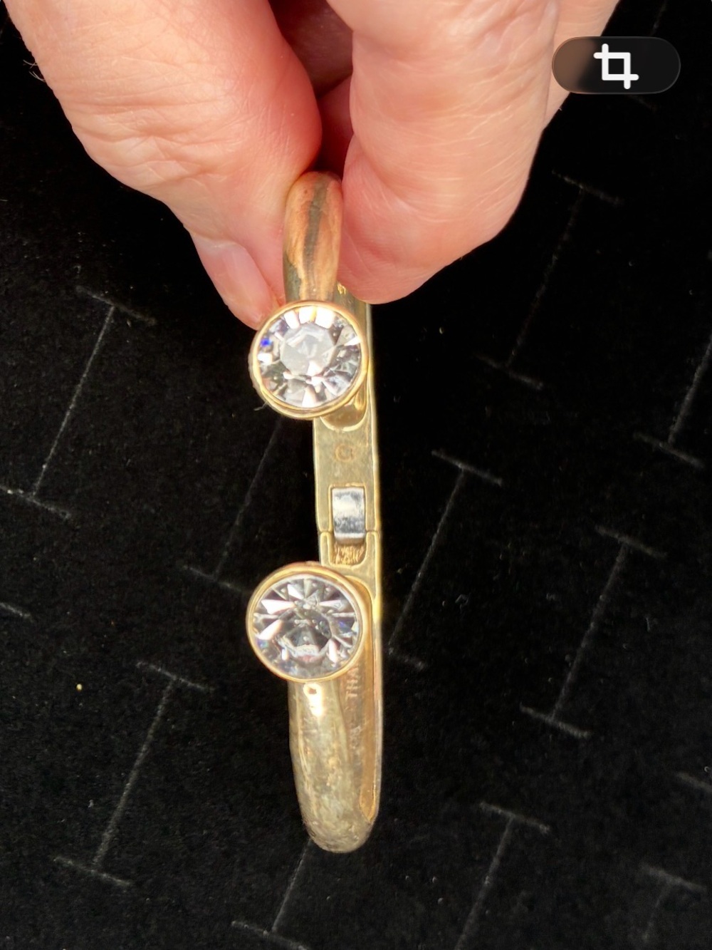 Gold-Tone Hinge Bracelet with Clear Crystal Accents